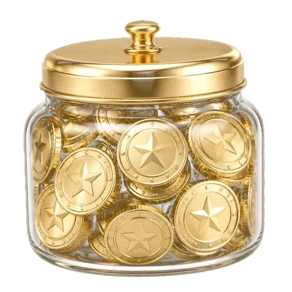 Coin-filled jar — Vox